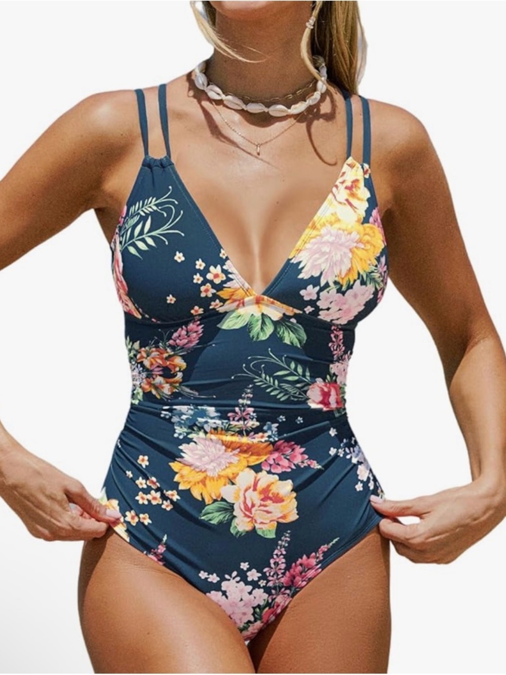 Cupshe Floral Tropical Cutout One Piece Swimsuit Size Large New With Tags